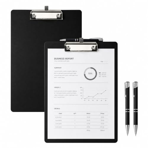 Halinuia 2 Stuck A4 Klemmbrett Stifthalter 2 Gelstifte Rutschfester Clip | Zwei A4 Klemmbretter Mit Elastischem Stifthalter Stabiler Rutschfester Metallclip Praktisch Für Studenten Schule Und Büro