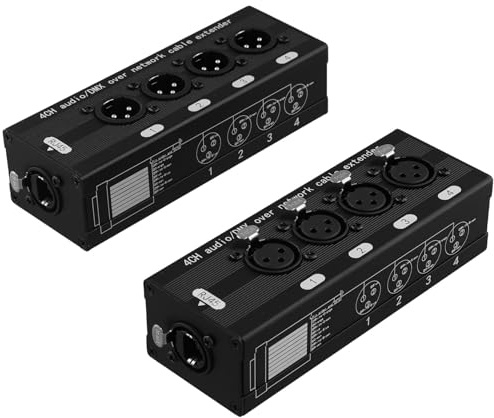 JANZU 1 Paire D'Extendeurs Ethernet RJ45 Audio XLR/à 4 Canaux, Émetteur-Récepteur XLR pour Scène en Direct, Studio D'Enregistrement Audio