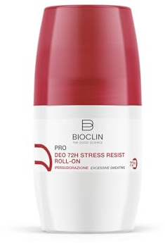 BIOCLIN Deo Pro 72H Stress Resist Roll-On – 50 ml – Deodorante Antitraspirante per Ipersudorazione da Stress – Efficacia 72 Ore – Con Prebiotico, Niacinamide e Polvere di Bambù