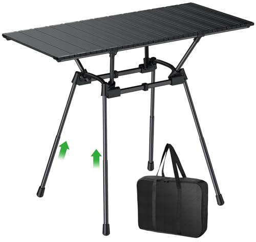 GARLLEN Folding Camping Table with Roll-up Tabletop Max Capacity 176lbs