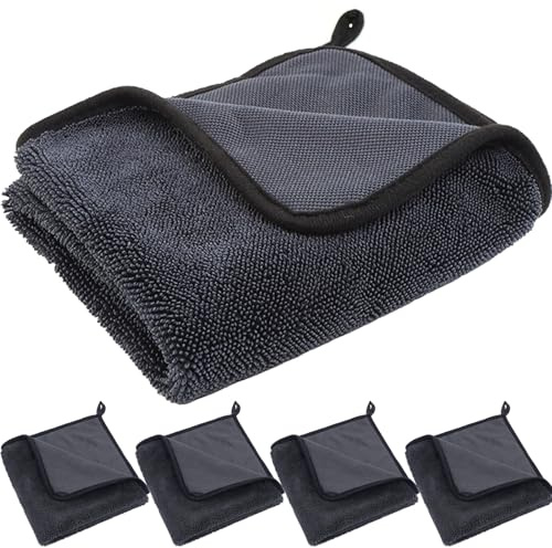 Orrdiffi 2 Piezas Paños de Microfibra para Coche Toalla de Secado y Limpieza Suave,Alta Capacidad de Absorción y Sin Pelusa para Lavado,Detallado y Pulido,40 x 40 cm(Una Cara,600 gsm)