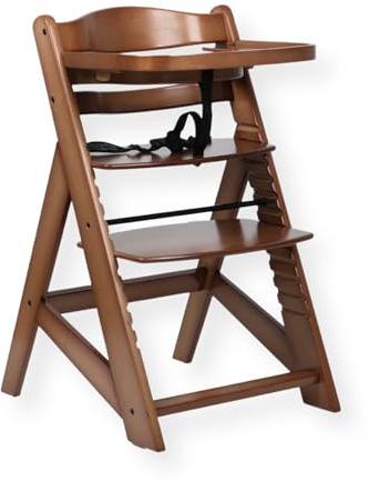 Chaise évolutive en bois Buxibo pour enfant - Avec plateau repas - Chaise enfant réglable pour confort et design - Avec coussin - 48×58×80cm - Noyer