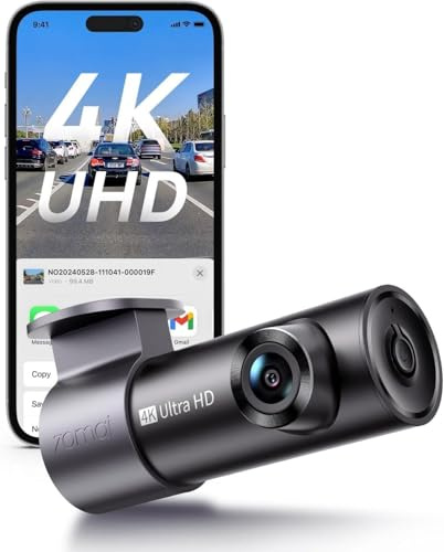 70mai Dash Cam Auto M310 Plus 4K, 2160P Mini Dashcam, 4K Telecamera Auto per Monitor di Parcheggio, Visione Notturna, WDR, Time-Lapse, Grandangolo, Sensore G, Registrazione In Loop, Controllo App