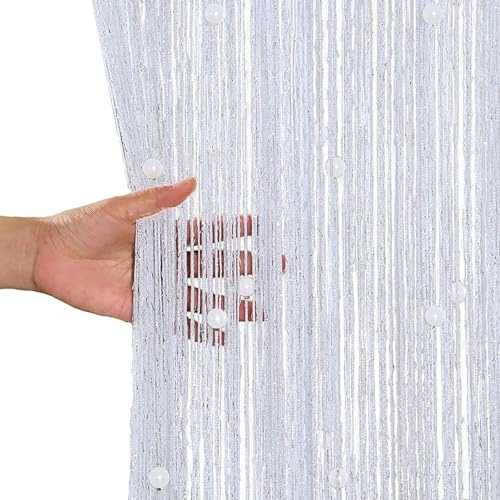 Yulun0328 Beaded Door Curtain - Bead Curtains for Doorways, Fly Screens for Doors Beaded, String Fly Curtain for Door, Indoor Hanging Decoration (White, W 39.4 x L 78.7 (1 Panels))