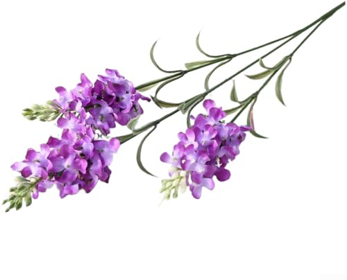 PureBowlic Realistiska konstgjorda hyacintblommor 3 huvuden silke falska växter 68 cm lång stam för bröllop kontor dekor grafik rekvisita fest bordsuppsatser blomsterarrangemang (strålande lila)