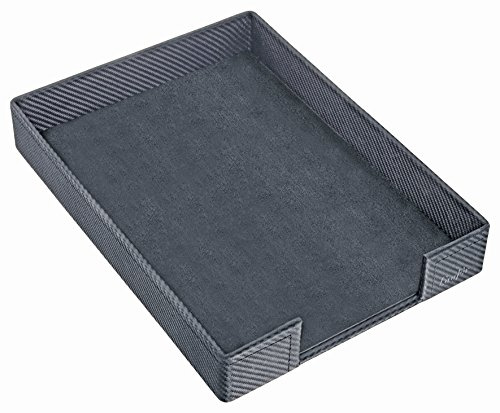Läufer 35054 Concerto Briefkorb aus Leder, Echt Leder, schwarz, carbon, Ziernaht rot, Handgefertigt aus Echtleder in Deutschland, Briefablage aus Leder