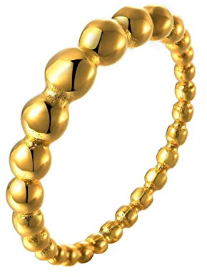 ANAZOZ Damen Ringe Edelstahl, Ringe Frauen Modeschmuck Hochzeitsringe Größe 52 (16.6) Goldener Perlenring Breite 3,7mm