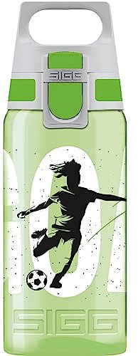 Sigg - Trinkflasche Kinder - Viva One Goal - Für Kohlensäurehaltige Getränke Geeignet - Auslaufsicher - Spülmaschinenfest - BPA-frei - Sport & Schule - Grün mit Fußball - 0,5L