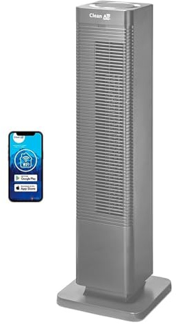 Clean Air Optima CA-904 Smart - 2in1: Design Heizlüfter - Heizen und Kühlen - Heizung: 1000/2000 Watt - Digitaler Thermostat 15-35°C - Oszillation 80º - Geeignet für Räume bis 40m²/100 m³ (Grau)