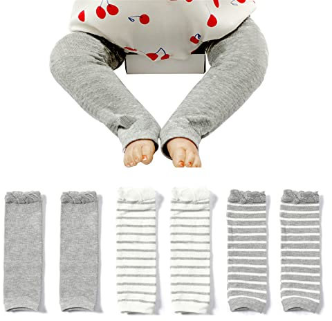 OTKARXUS Baby Stulpen,3 Paar Kleinkind Baby Beinwärmer,Stricken Lange Leg Warmers Kniestrümpfe ohne Fuß Leggings für Kleinkinder Anti-Mücken, Sommer klimatisiertes Haus Erwärmen, Frühling und Herbst