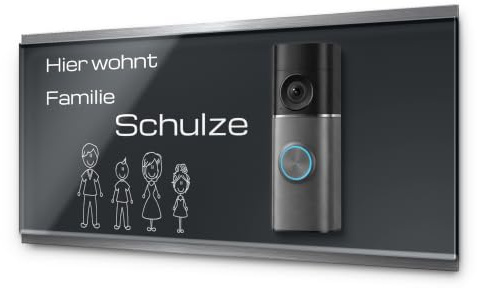 Edles Klingelschild für WP Cardea 2-Draht Video Türklingel - personalisiertes Türschild Namensschild aus Edelstahl und Acrylglas | hochwertiges Funkklingel Zubehör