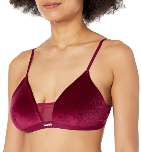 HUGO Damen Dreieck Samt, wattiert T-Shirt-BH, Burgunderrot Rot, Medium