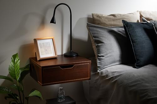 EOJO Mesita de noche flotante con cajón para dormitorio, sala de estar, baño, cocina, nogal oscuro