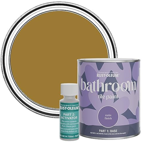Rust-Oleum wasserfeste braun Fliesenfarbe für Badezimmer in Seidenglanz Finish - Senfbraun 750ML