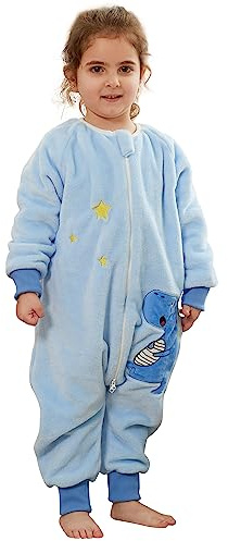 XQ&XG Baby Schlafsack mit Füßen 2.0 Tog,Kinderschlafsack mit Beinen | Schlafsack Kinder mit langen Ärmeln für mädchen und Junge,Dinosaurier,120