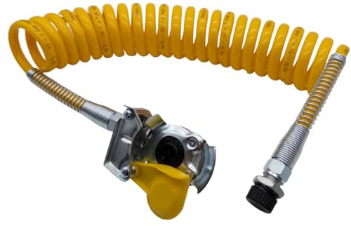 SERTPLAS Tubo a spirale per aria compressa/tubo a chiocciola giallo + testa frizione M16 x 1,5, per alimentazione dell'aria tra camion/NFZ e semirimorchio/rimorchio