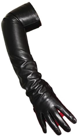 Lange Schaffell Handschuhe Frauen Leder Touch Screen Ellenbogen Länge Dünne Seide Frühling Und Herbst Dicke fleece Handschuhe, 58 cm Fleecefutter, 59.7
