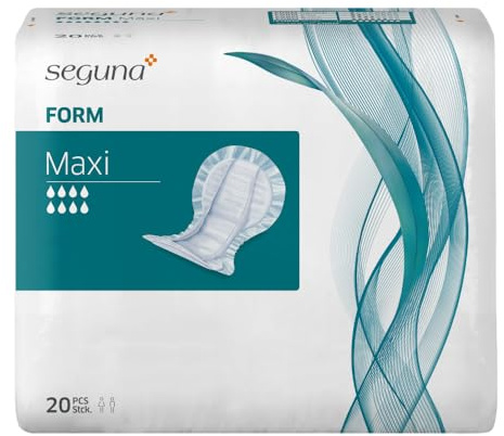 SEGUNA Form Maxi, Inkontinenzvorlagen für Frauen und Männer, Anatomische Vorlagen bei sehr schwerer Inkontinenz, Stuhlinkontinenz (Beutel (20 Stück))