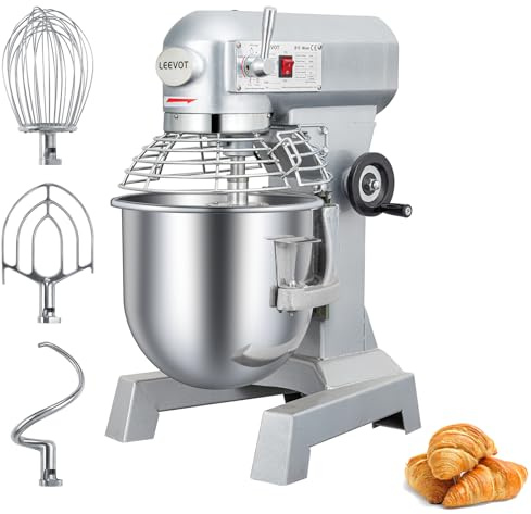 LEEVOT Impastatrice planetaria commerciale da 15L, impastatrice commerciale regolabile a 2 velocità da 600 W, impastatrice elettrica verticale per impieghi gravosi con vasca in acciaio inox per cucin