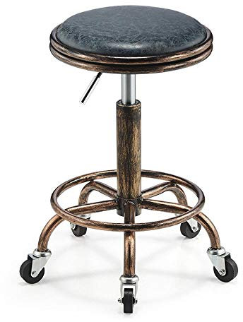 DDKYHU Hocker auf Rollen, Sattelhocker mit Rollen, Hocker mit gelbem Edelstahlsitz, verstellbare Höhe 40–54 cm (Stil Nr. 1) (Stil Nr. 1)