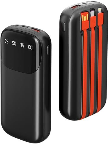 Power Bank 46800mAh Battery Pack, Portable Phone Charger with Built-in 3 Cables, Pocket Size, 3 Charging Ports, Smart Digital Battery Display, for iPhone/Tablet/Samsung