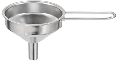 Embudo de acero inoxidable, embudo de acero inoxidable, pequeño embudo de cocina para petaca, diseño con mango largo, pulido, se puede colgar y almacenar