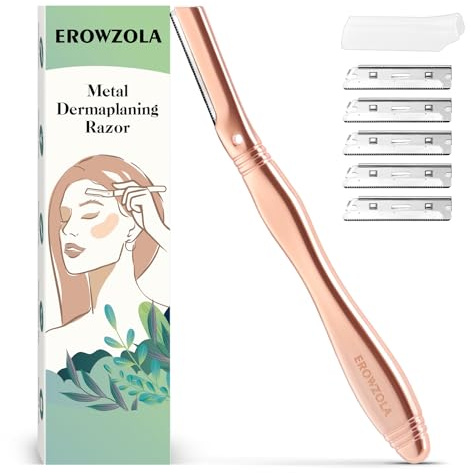 EROWZOLA Dermaplaning Werkzeug für Gesicht Augenbrauenrasierer und Gesichtsrasierer für Frauen und Männer Dermaplane Rasierer Pfirsich Fuzz Peeling-Entferner Augenbrauentrimmer mit 6 Nachfüllklingen