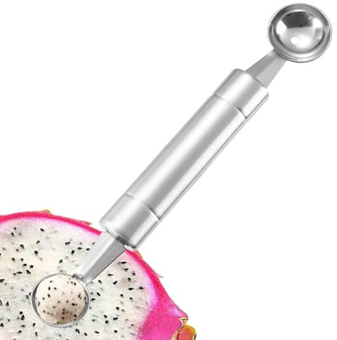 Scavino per anguria, Scavino per frutta a doppia testa - Cucchiaio per scavino per anguria in acciaio inossidabile, gadget da cucina per realizzare polpette di frutta rotonde, doppia faccia con impugn
