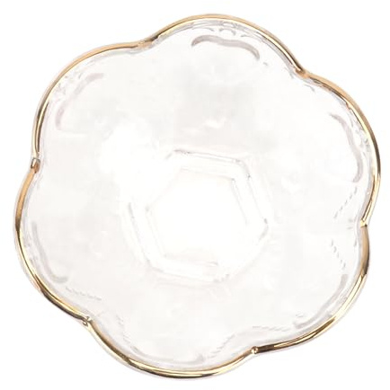 Amosfun Ensaladera de Cristal Borde Dorado con Diseño Floral para Postre