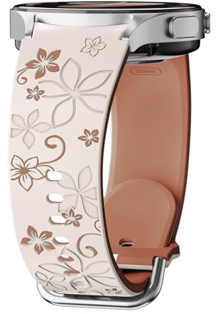 LEIXIUER Floral Gravierte Armband für Samsung Galaxy Watch 7 6 5 4 Armband 40mm 44mm für Damen,No Gap Silikon Band für Galaxy watch 6 4 Armbänder Classic 43mm 47mm 42mm 46mm/5 Pro 45mm/FE 40mm
