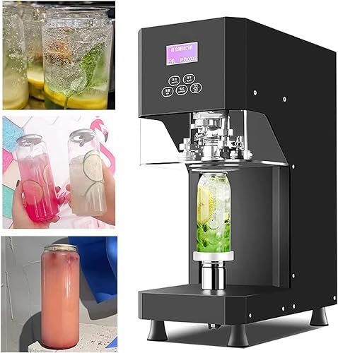 JYHUHGRG Full Automatic Can Seamer,Can Sealer, 370W Can Sealing Machine with LCD Panel, Tin Can Sealer Bottle Can Capping Customed Caliber Height Adjustable