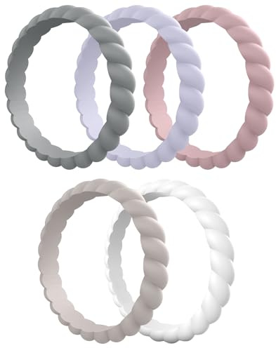 Egnaro Women's Bridal Rings Sets, Thin and Stackable Rubber Rings Women Wedding Bands - 2.5mm Width - 1.8mm Thick