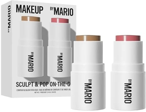 MAKEUP BY MARIO Original | Sculpt & Pop On the Go – Duo Mini Kontur und Blush | 2 x 4 Gramm | by BELLA | Farbe Light Medium / Sweet Pink