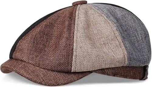 Yixda Herren Schiebermütze Barret Cap Unisex Sommer Atmungsaktiv Schirmmütze Kappe Gatsby Flatcap