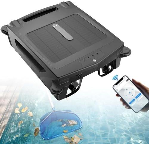 Robot aspirateur de piscine sans fil, nettoyeur solaire de piscine avec contrôle par application et double mode de charge, robot nettoyeur de piscine sans fil avec grande batterie de 2 500 mAh