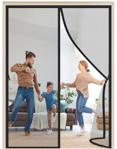 Fliegengitter tür Moskitonetz Schwarz 160x250cm Ohne Bohren Insektenschutz Balkontür Fenster Magnetvorhang Stärkere Magneten Fliegenvorhang für Wohnzimmer Terrassentür Schlafzimmer