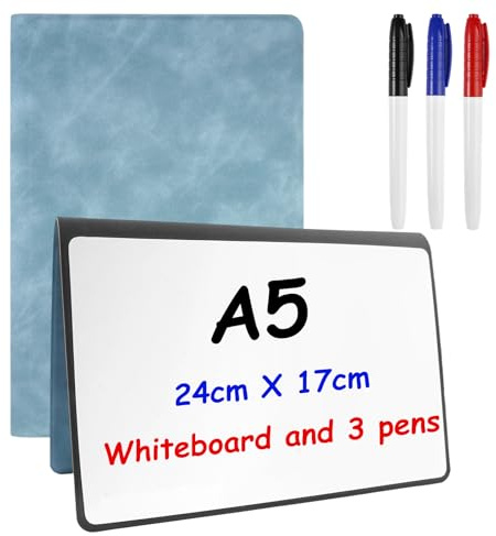 Lytonix Löschbares Whiteboard A5, Klein Doppelseitiges Schreiben Memoboard | 24 X17 cm Tragbar Whiteboard mini unterwegs, Schreibtafel mit 3 Farbstiften, memoboard für Büro, Schule, Zuhause