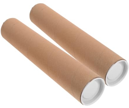 DOITOOL Tubo Cartone Kraft 2 Pezzi 33x1 Cm con Tappo, Tubo per Rotolo di Poster e Spedizione, Resistente per Archiviazione Documenti e Progetti Creativi