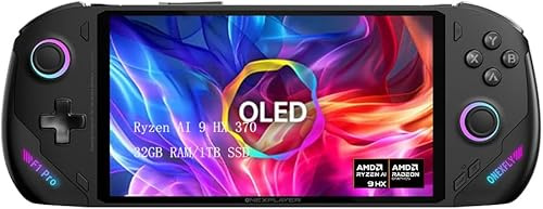 OneXfly F1 Pro Handheld Game Console 7 OLED Display Screen Portable Mini AI PC Laptop Tablet UMPC Win 11 AMD Ryzen AI 9 HX 370 32GB RAM/1TB SSD (Black)