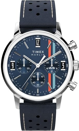Timex Men's Marlin 40mm Watch - Blue Strap Blue Dial Stainless Steel Case