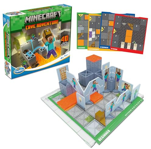 ThinkFun Minecraft Cave Adventure - Logikspiel Ab 8 Jahre | Spiel ab 1 Spieler, Denkspiel für Minecraft-Fans, Geschenk für Jungen und Mädchen