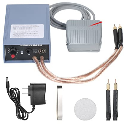 Saldatrice a punti portatile da 5000 W Saldatrice a batteria for uso domestico portatile Saldatrice automatica corrente regolabile Strumento fai da te(With foot pedal)