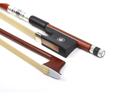 Vetimobato 4/4 Full Size Violin Bow - Brazilwood with Ebony Frog & Natural Mongolian Horsehair - Perfect for Adults, Students, Beginners - Traditional Fiddle Bow for 4/4 Violins (4/4)