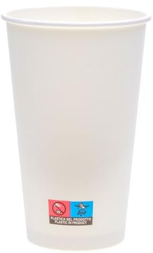 ECOPICNIC Lot de 1000 gobelets en papier blanc 480 ml Ø 90 mm | Gobelets jetables pour café à emporter, tasses à thé, grandes tasses à café pour Takeaway, restauration, boulangeries, événements