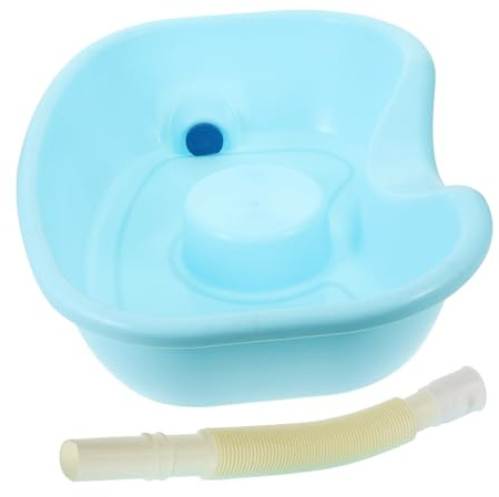 Bacinella Lavacapelli Portatile Abs con Tubo per Anziani e Ragazzo Ragazza | Uso Domestico e Puerperio, Controllo Facile del Flusso Acqua, Verde Chiaro, per Lavare i Chioma a Letto