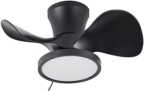 ocioc Ventilador de Techo con Luz LED 56cm Negro, Lámpara Ventilador Techo Moderna con Mando a Distancia, Motor DC Ultra Silencioso, 6 Velocidades, Dimmable, para Habitación Niños, Dormitorio y Salón