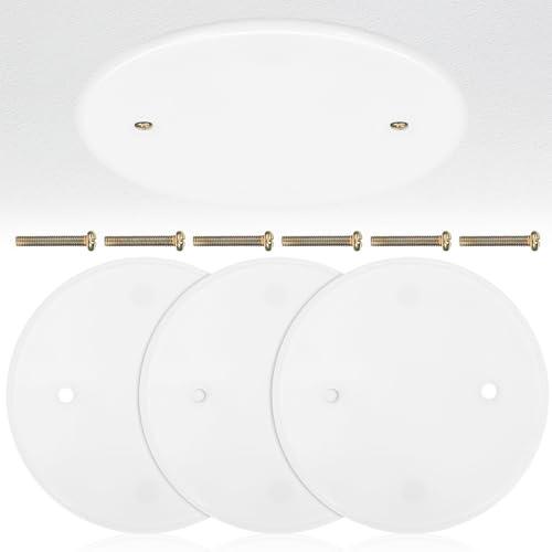 Artibetter 4 Placas Ciegas Redondas para Techo, Cubiertas de Placas Eléctricas de Plástico Pp, Tapa de Salida en para Agujeros en Paredes y Techos, Uso Residencial y Comercial,