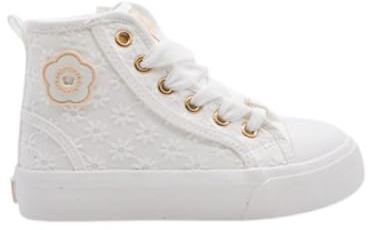 Mayoral Sneakers Alte da Bambina, Bianche, in Tela Ricamata con Lacci e Cerniera, Eleganti per Cerimonia (Bianco, Sistema Taglie Calzature EU, Bambino Piccolo (2-5 Anni), Numero, Media, 33)