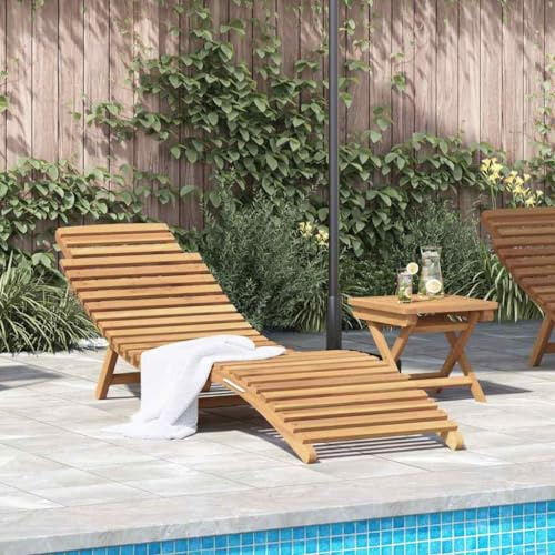 Mangloder Transat en Bois de Teck Massif Marron 198 x 55 x 58,5 cm Chaise Longue inclinable pour Jardin terrasse Balcon Piscine extérieur Relax farniente