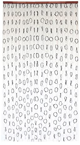 Cortina para Puerta de Bambú y Sisal Natural, de Color Blanco y Negro. Sostenible, exenta de plásticos 90cm X 190cm -Hogar y Más